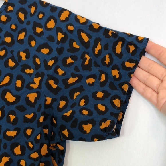 Old Navy Dress Girls Size 12 Blue Short Sleeve Animal Cheetah Print - Picture 6 of 11